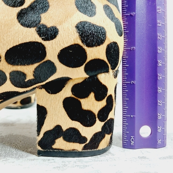 Halogen Black & Brown Leopard Printed Block Heel Ankle Boots C1049 - Picture 9 of 16